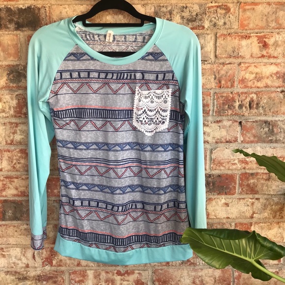 Arden Furtado Sheer Raglan multi color longsleeve - Picture 1 of 11